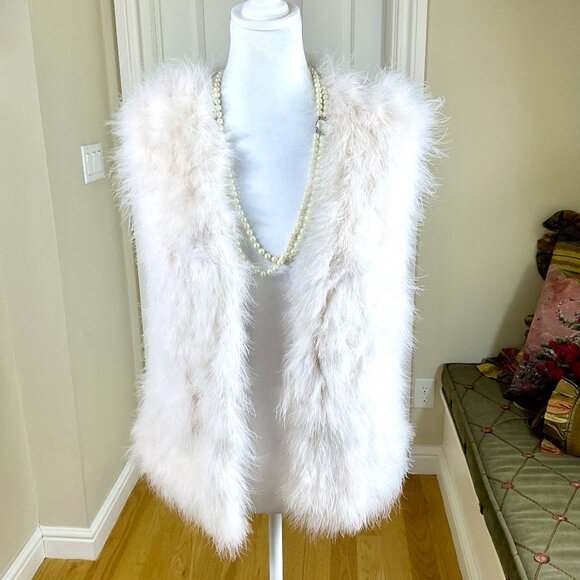 Club Monaco Vest Feather Sleeveless No Close in Ivory Blush (M) - Picture 1 of 7
